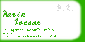 maria kocsar business card